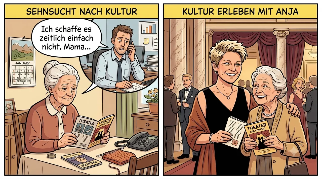 Cartoon: Sehnsucht nach Kultur – Kultur erleben mit Anja
